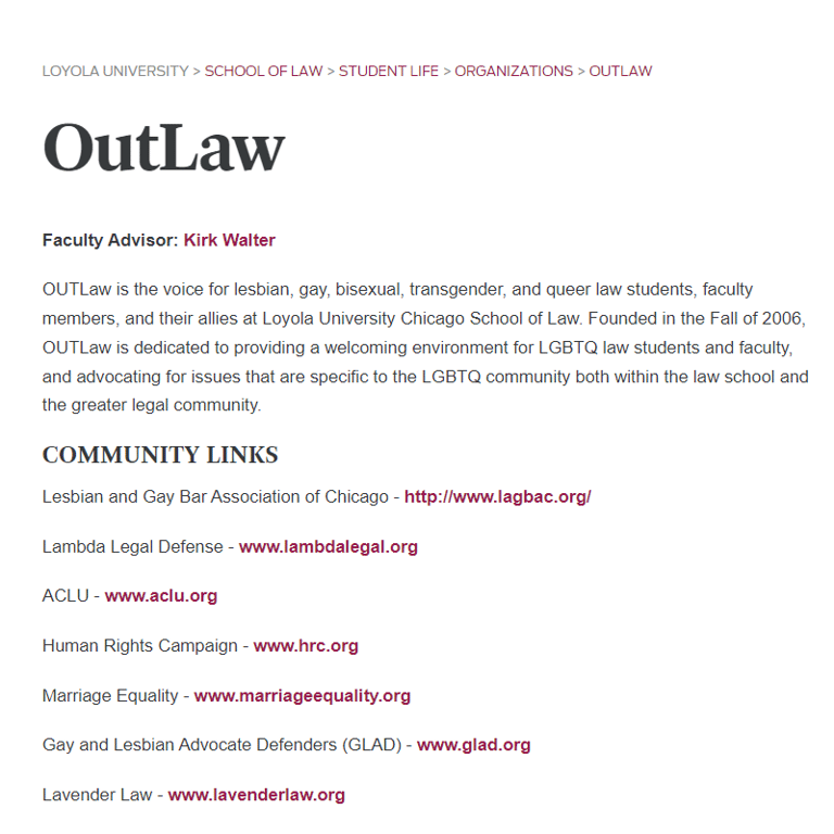 LGBTQ Organization in Illinois - OutLaw at Loyola